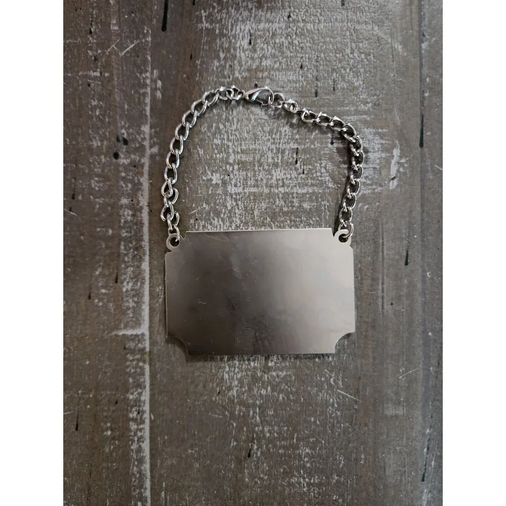 Scotch Silver Toned Liquor Decanter Label Tag For‎ Scotch With Ornate Chain